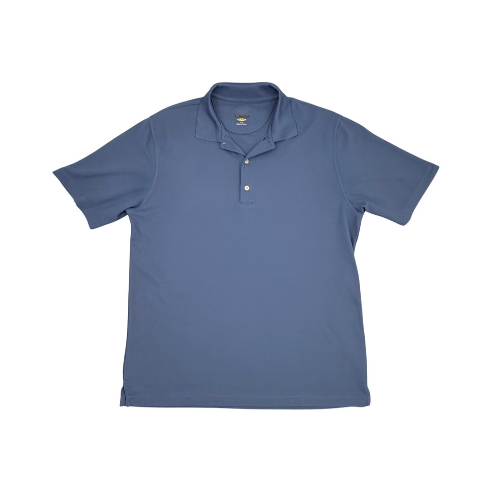 Greg Norman Polo Shirt Mens Large‎ Blue Short Sleeve Play Dry Performance Golf